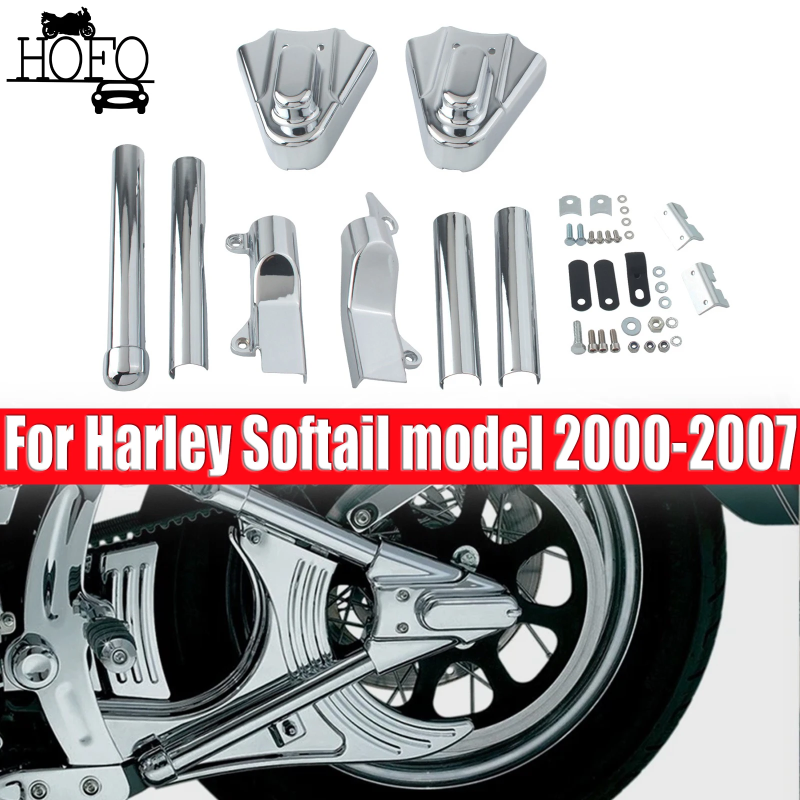 Motorcycle Rear Swingarm Tube w/ Axle Covers For 2000-2007 Harley Softail models