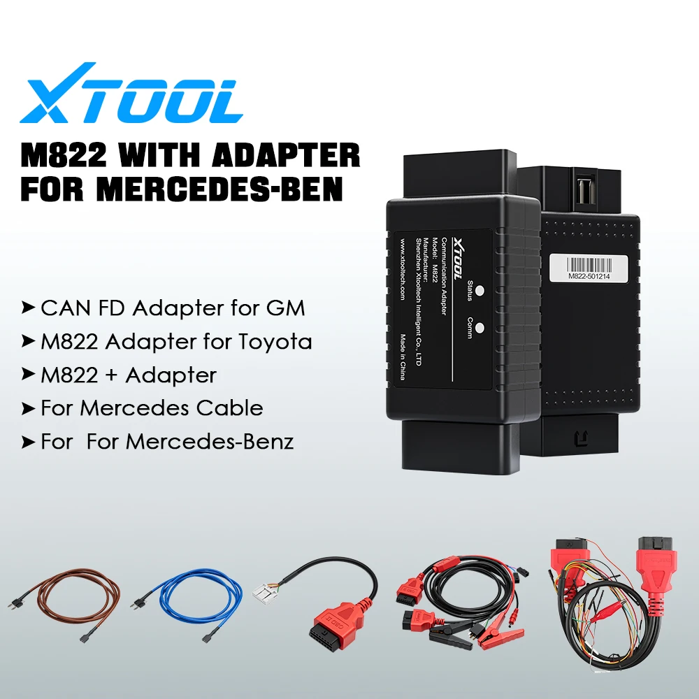 XTOOL M822 With Adapter For Mercedes-Ben All Key Lost CANFD Adapter For Chevrolet For Cadillac M822 For Toyota 8A Key Programmer
XTOOL M822 With Adapter For Mercedes-Ben All Key Lost CANFD Adapter For Chevrolet For Cadillac M822 For Toyota 8A Key Programmer