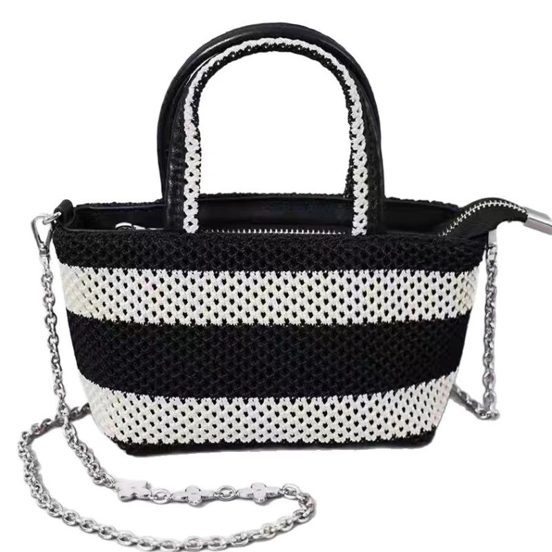 Маленькая женская сумка-тоут с цепочкой, черно-белая полосатая сумка и кошелек, сумка через плечо для женщин, женская сумка на плечо bolsos mujer 
Маленькая женская сумка-тоут с цепочкой, черно-белая полосатая сумка и кошелек, сумка через плечо для женщин, женская сумка на плечо bolsos mujer