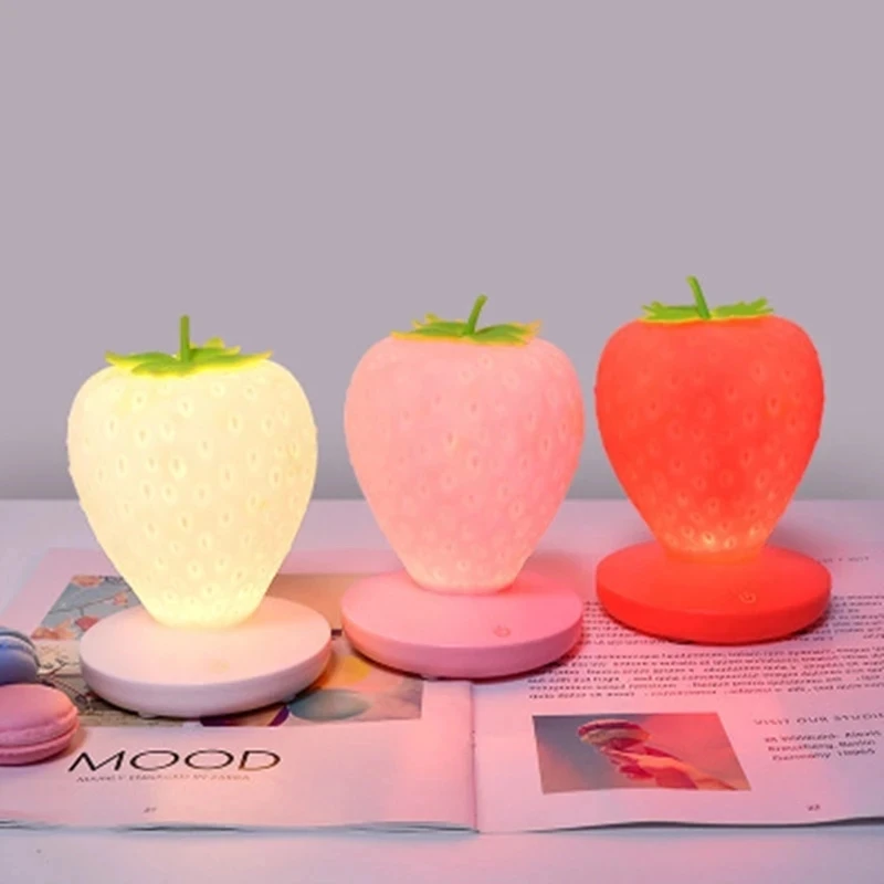 Strawberry Night Light Silicone USB Rechargeable LED Lamp 3 Mode Touch Sensor Dimmable Bedside Lighting For Bedroom Decoration
Strawberry Night Light Silicone USB Rechargeable LED Lamp 3 Mode Touch Sensor Dimmable Bedside Lighting For Bedroom Decoration