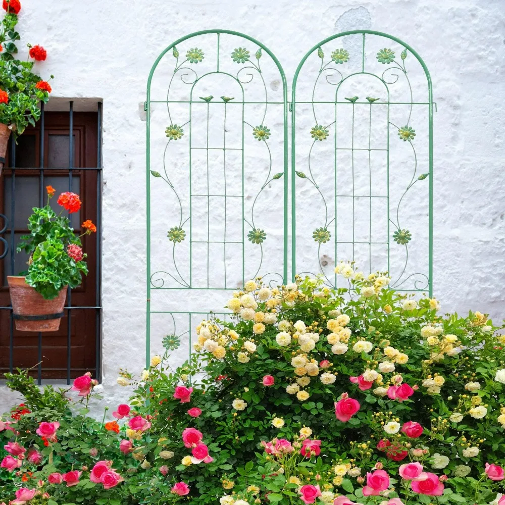 2 Pack Metal Garden Trellis 86.7" x 19.7" Rustproof Trellis for Climbing Plants Outdoor Flower Support Light Green
2 Pack Metal Garden Trellis 86.7" x 19.7" Rustproof Trellis for Climbing Plants Outdoor Flower Support Light Green