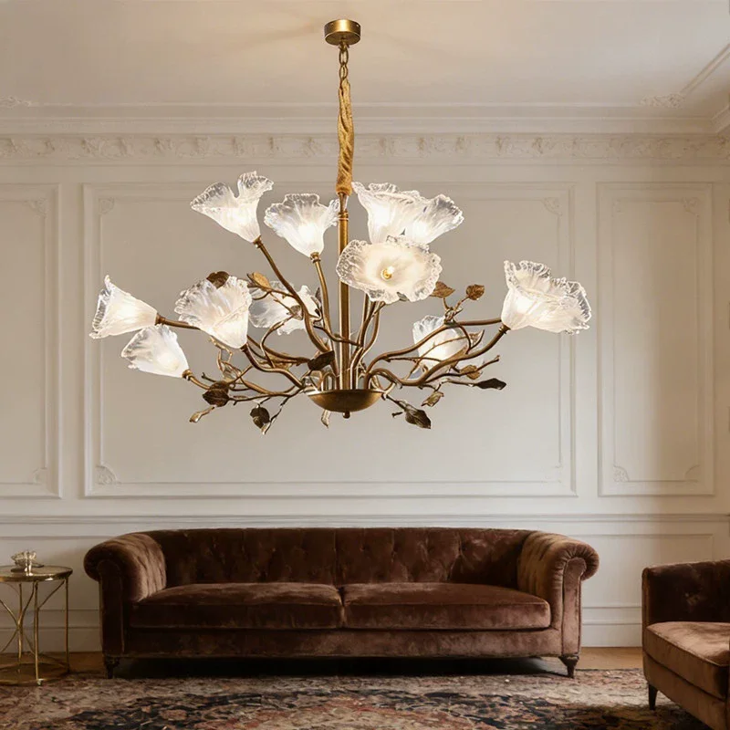 2026 New French Vintage Chandelier solid Brass Glass Flower Pendant Light Luxury Ceiling Lamp for Living Dining Bedroom lighting
2026 New French Vintage Chandelier solid Brass Glass Flower Pendant Light Luxury Ceiling Lamp for Living Dining Bedroom lighting
