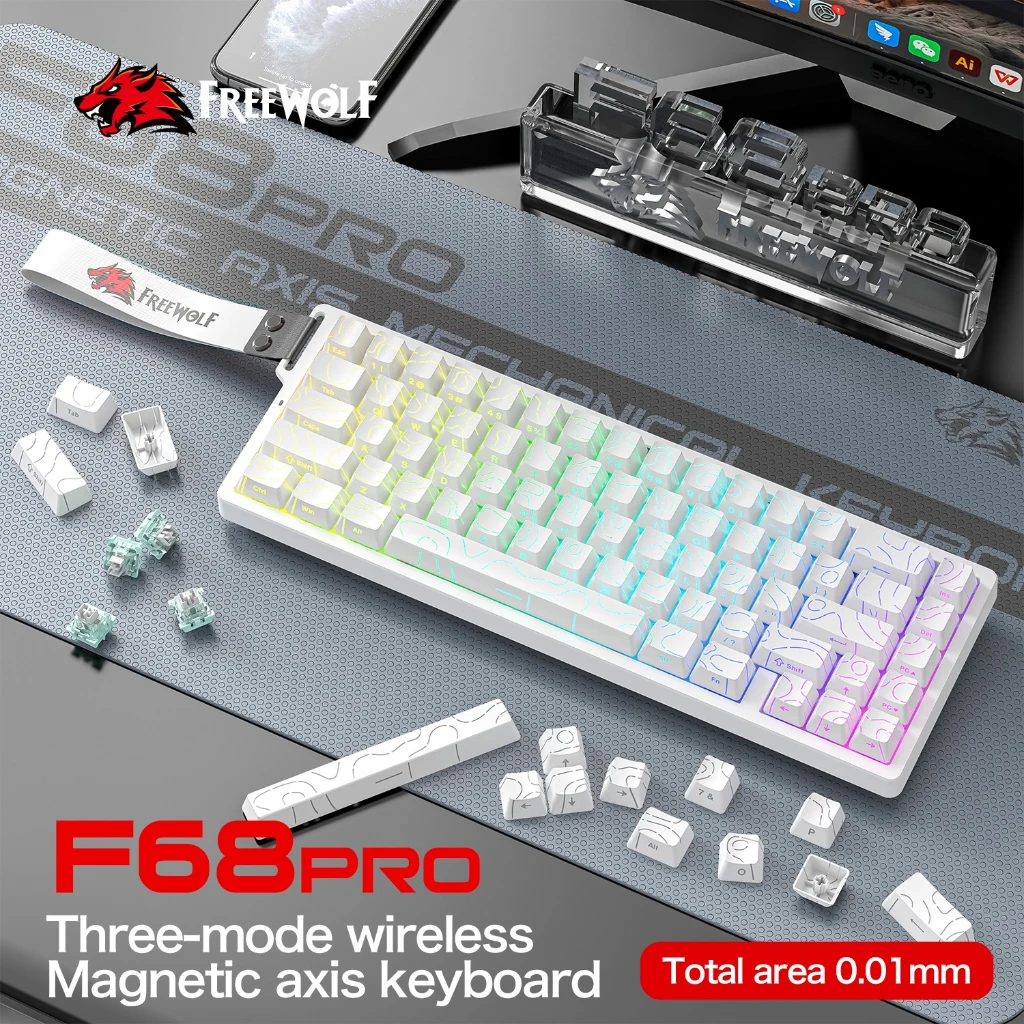 Магнитная механическая игровая клавиатура FreeWolf F68 Pro — RGB с возможностью горячей замены, 0,01 мм, быстрый триггер, 8000 Гц, большая батарея
Магнитная механическая игровая клавиатура FreeWolf F68 Pro — RGB с возможностью горячей замены, 0,01 мм, быстрый триггер, 8000 Гц, большая батарея