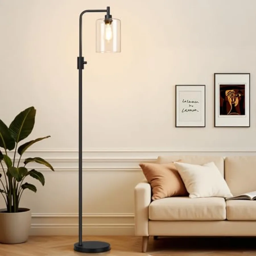 Upgraded Dimmable Floor Lamp for Living Room with Glass Shade, Black Modern Industrial Floor Lamp with 900LM LED Bulb Included,
Upgraded Dimmable Floor Lamp for Living Room with Glass Shade, Black Modern Industrial Floor Lamp with 900LM LED Bulb Included,
