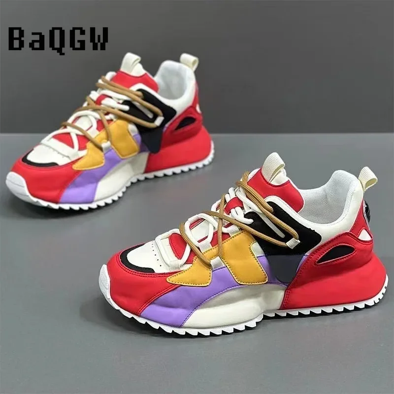 Color Block Designer Chunky Sneaker Men Cover Bottom Board Shoe Fashion Casual Leather Breathable Increased Platform Shoes
Color Block Designer Chunky Sneaker Men Cover Bottom Board Shoe Fashion Casual Leather Breathable Increased Platform Shoes