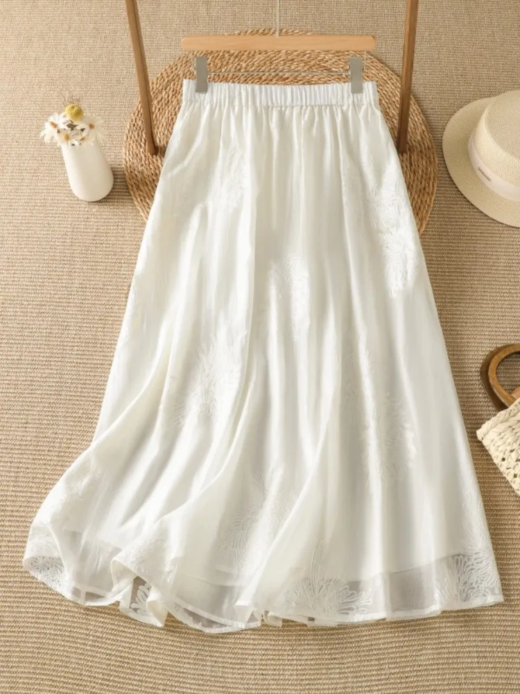 Elegant White Embroidered A-Line Skirt Women's Summer Thin High Waist Skirts with Flounce Korean Style Breathable Skirts
Elegant White Embroidered A-Line Skirt Women's Summer Thin High Waist Skirts with Flounce Korean Style Breathable Skirts