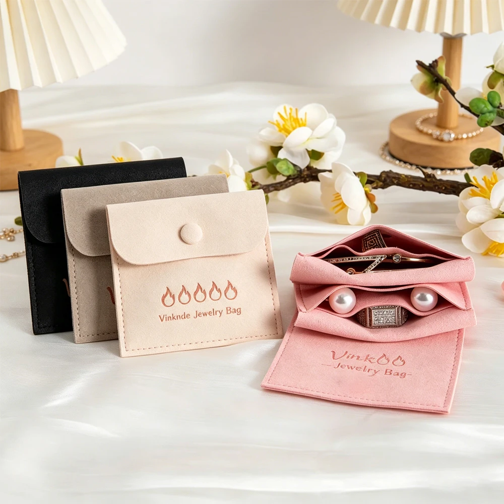 100Pcs Custom Logo Jewelry Gift Packaging Pouch Velvet Microfiber Suede Snap Button Bags Ring Earring Organizer Bag With Divider
100Pcs Custom Logo Jewelry Gift Packaging Pouch Velvet Microfiber Suede Snap Button Bags Ring Earring Organizer Bag With Divider