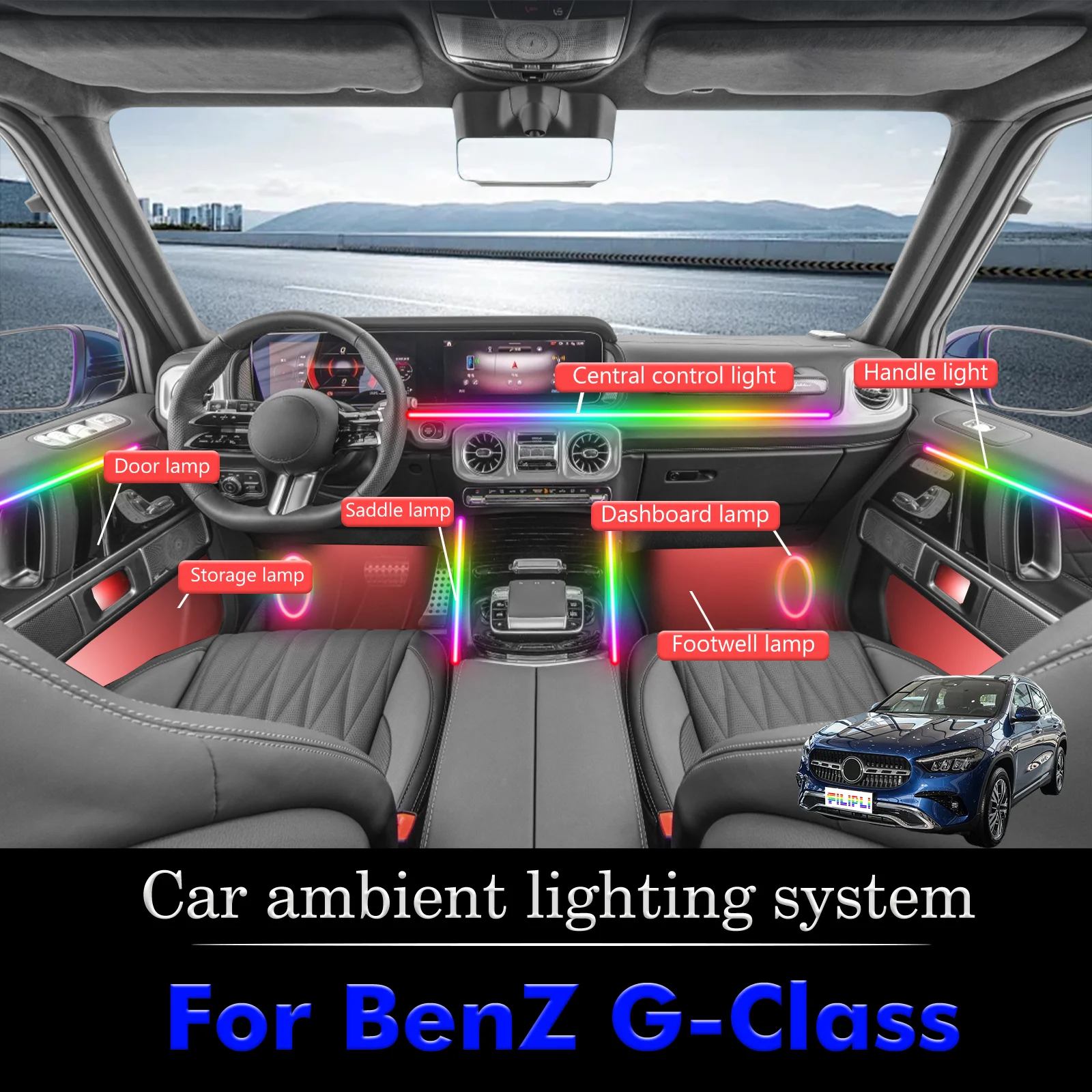 For BenZ G-Class Car Interior Ambient Lamp Kit RGB 64-Color LED Smart Remote Control Energy Saving Efficient Set
For BenZ G-Class Car Interior Ambient Lamp Kit RGB 64-Color LED Smart Remote Control Energy Saving Efficient Set