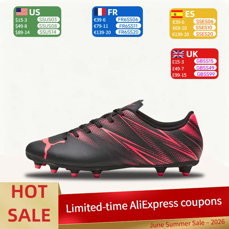 PUMA Attacanto FG/AG: Stylish, Comfortable, and Versatile Premium Low-Top Soccer Cleats for Men in Red and Black 107477-03
PUMA Attacanto FG/AG: Stylish, Comfortable, and Versatile Premium Low-Top Soccer Cleats for Men in Red and Black 107477-03