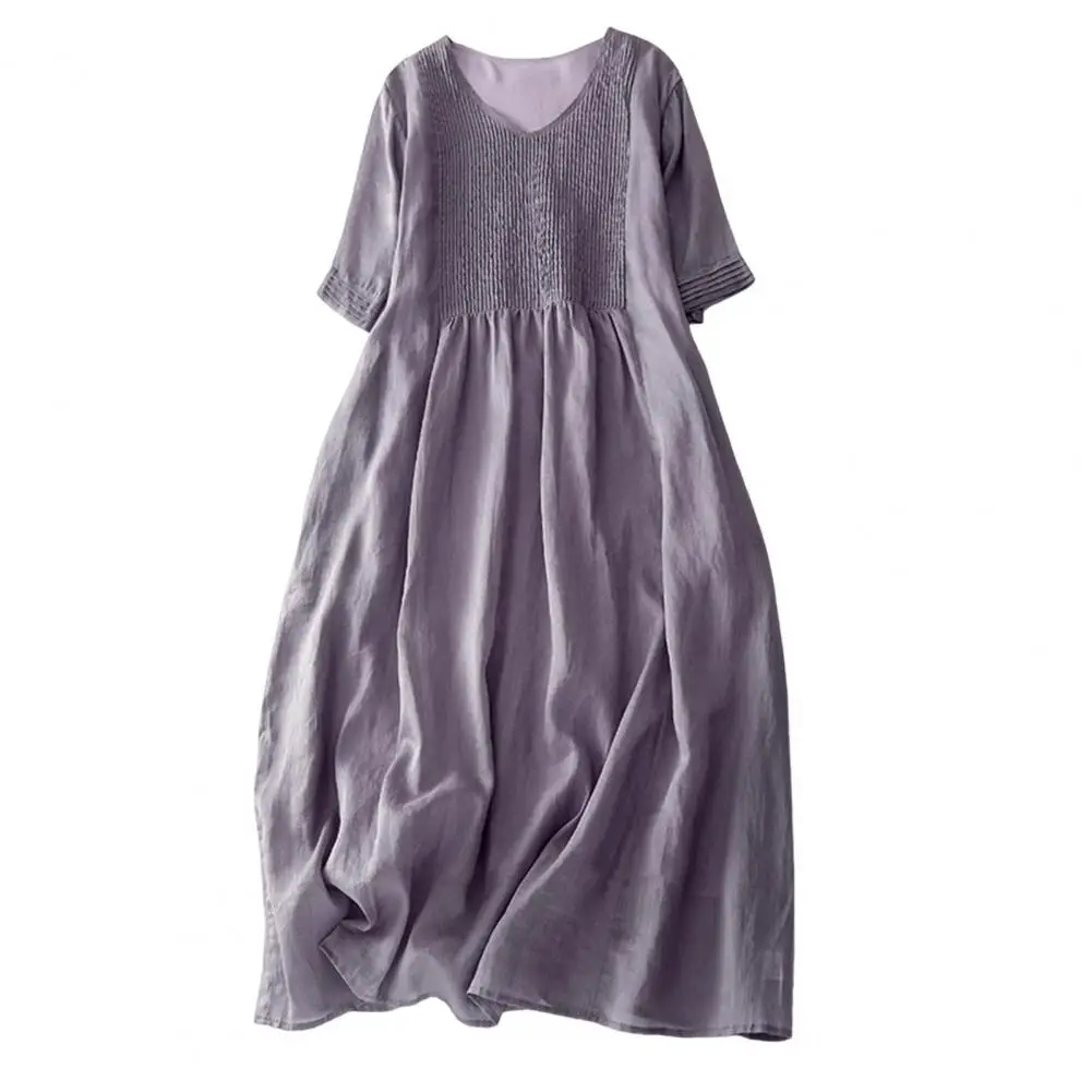 Summer Dress Elegant V Neck Pleated Midi Dress for Women A-line Retro Style with Double-layered Design Soft for Summer
Summer Dress Elegant V Neck Pleated Midi Dress for Women A-line Retro Style with Double-layered Design Soft for Summer