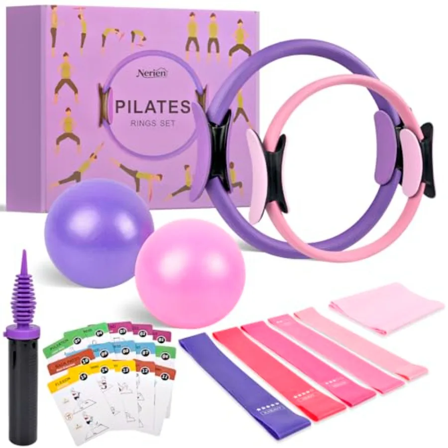 Pilates Ring Ball Equipment Kit - 27Pcs, 12" and 14" Magic Circle Workout Rings, 9.8" Exercise Balls, Workout Cards, Resistance
Pilates Ring Ball Equipment Kit - 27Pcs, 12" and 14" Magic Circle Workout Rings, 9.8" Exercise Balls, Workout Cards, Resistance