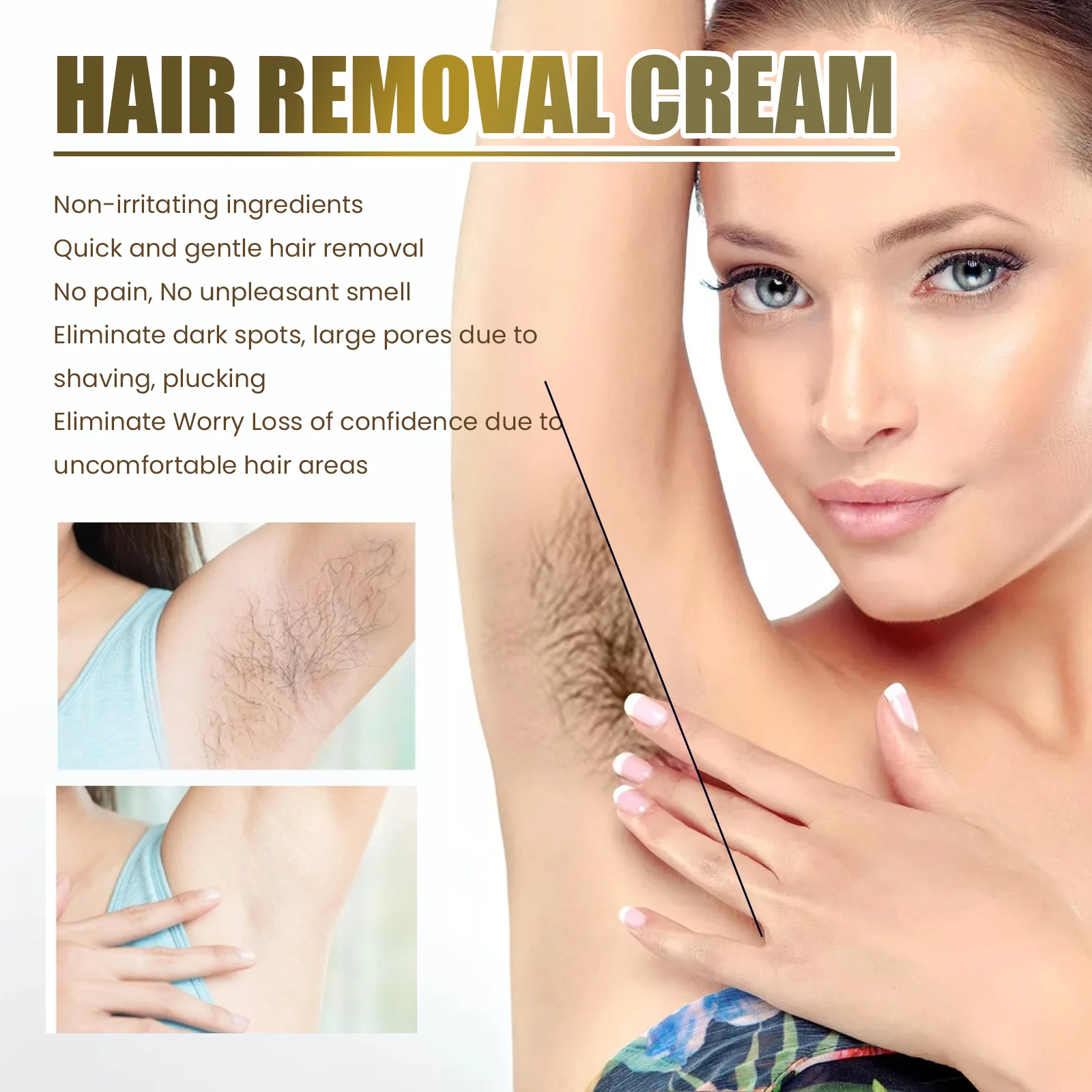 EELHOE Remove Hair Cream Gentle Shave Smooth Skin Refreshing Prevent Hair Growth Inhibitor Painless Intimate Hair Removal Cream
EELHOE Remove Hair Cream Gentle Shave Smooth Skin Refreshing Prevent Hair Growth Inhibitor Painless Intimate Hair Removal Cream