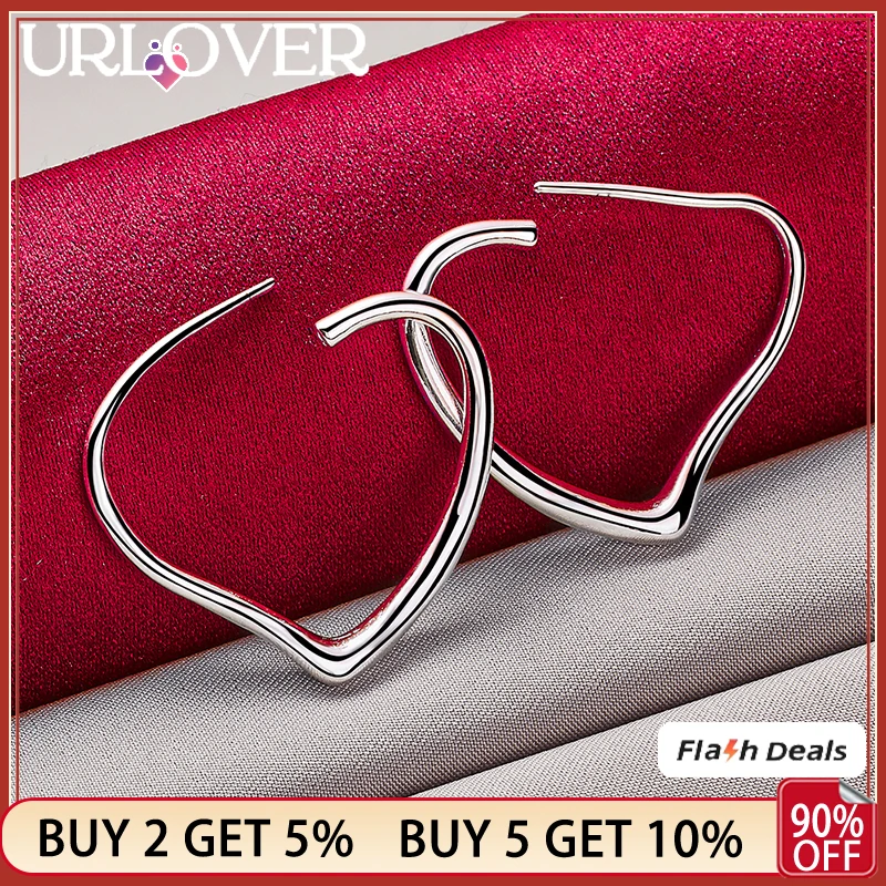 URLOVER 925 Sterling Silver Smooth Heart Big Hoop Earrings For Women Wedding Party Christmas Gift Fashion Charm Fine Jewelry
URLOVER 925 Sterling Silver Smooth Heart Big Hoop Earrings For Women Wedding Party Christmas Gift Fashion Charm Fine Jewelry