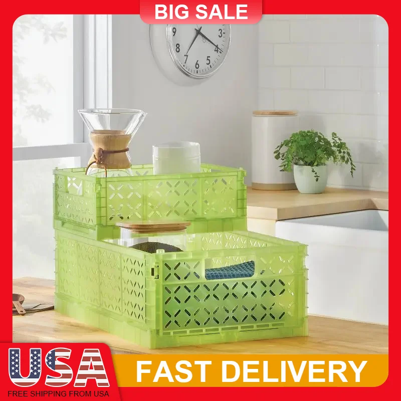 Large Foldable Storage Crate Green Stackable Organizer Bin Collapsible Plastic Container for Home Office Closet Organization
Large Foldable Storage Crate Green Stackable Organizer Bin Collapsible Plastic Container for Home Office Closet Organization