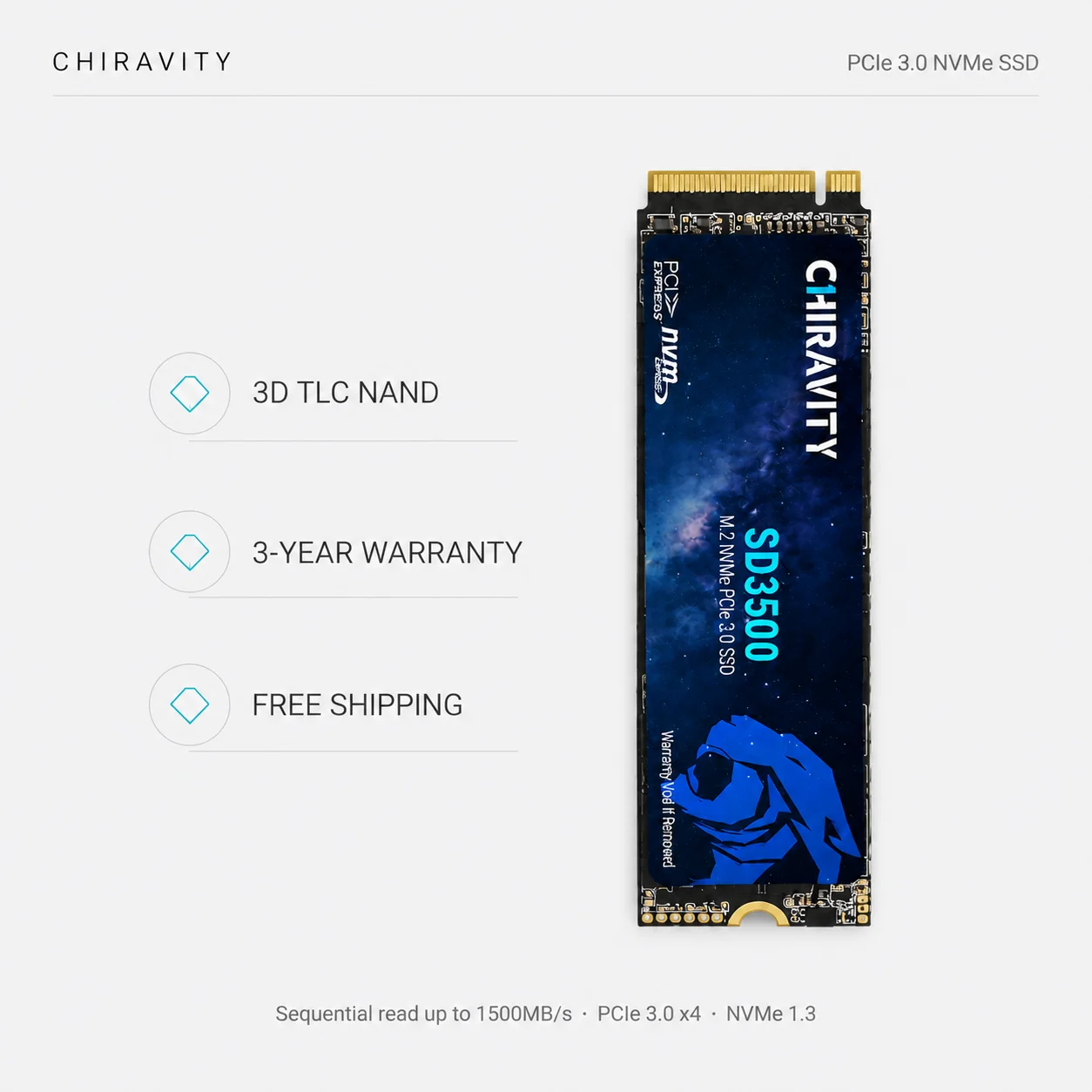 CHIRAVITY M.2 NVMe SSD 512GB 256GB 128GB PCIe 3.0 2280 Internal Solid State Drive for Laptop Desktop PC
CHIRAVITY M.2 NVMe SSD 512GB 256GB 128GB PCIe 3.0 2280 Internal Solid State Drive for Laptop Desktop PC