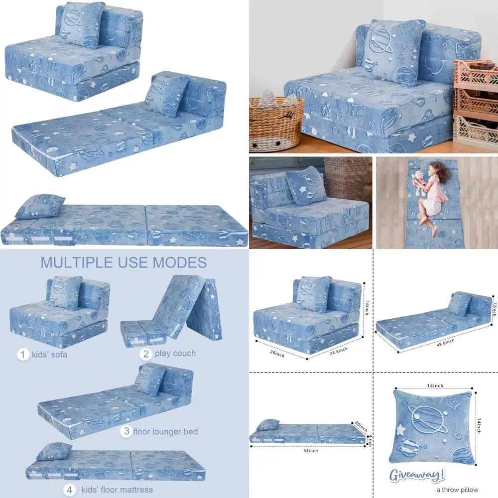 Space-Themed Foldable Sofa Bed for Kids, Futon Chair with Stars and Planets for Playroom
Space-Themed Foldable Sofa Bed for Kids, Futon Chair with Stars and Planets for Playroom