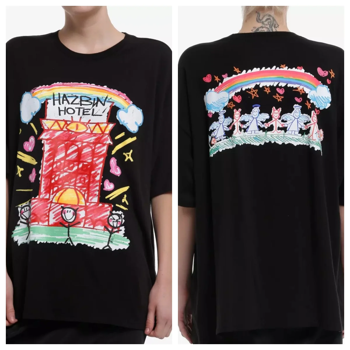 Hazbin Hotel Rosie & Alastor Ace Double-Sided Men and Women Fashion Soft Streetwear Comfort Oversised Pure Cotton Casual T-Shirt
Hazbin Hotel Rosie & Alastor Ace Double-Sided Men and Women Fashion Soft Streetwear Comfort Oversised Pure Cotton Casual T-Shirt