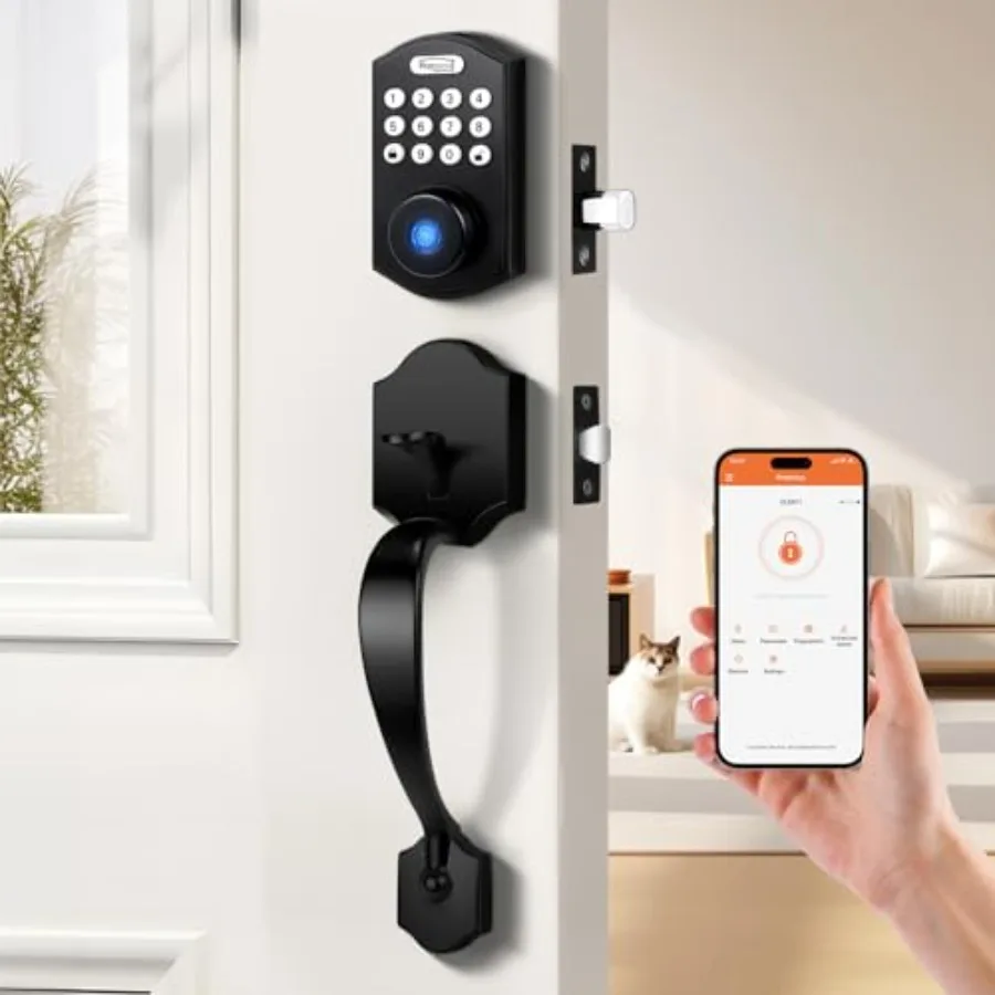 Умный дверной замок с ручкой и функцией распознавания отпечатков пальцев, электронный смарт-замок для входной двери с кодовой панелью и дверной ручкой, электронный смарт-замок Deadbolt
Умный дверной замок с ручкой и функцией распознавания отпечатков пальцев, электронный смарт-замок для входной двери с кодовой панелью и дверной ручкой, электронный смарт-замок Deadbolt