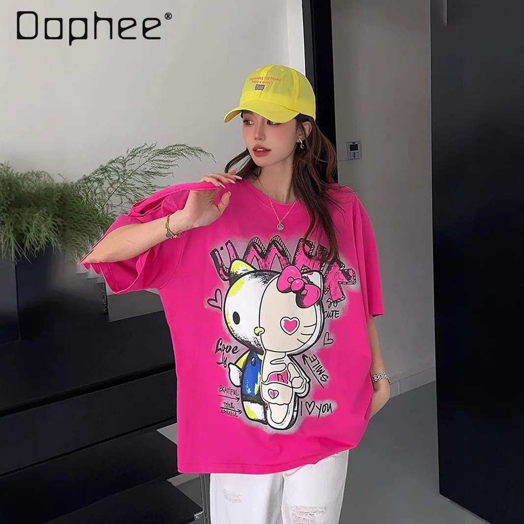 2025 Summer Cartoon Animation Crew Neck Half-sleeved T-shirt Women's Japanese Loose Trend Printed Casual Top Women T Shirt
2025 Summer Cartoon Animation Crew Neck Half-sleeved T-shirt Women's Japanese Loose Trend Printed Casual Top Women T Shirt