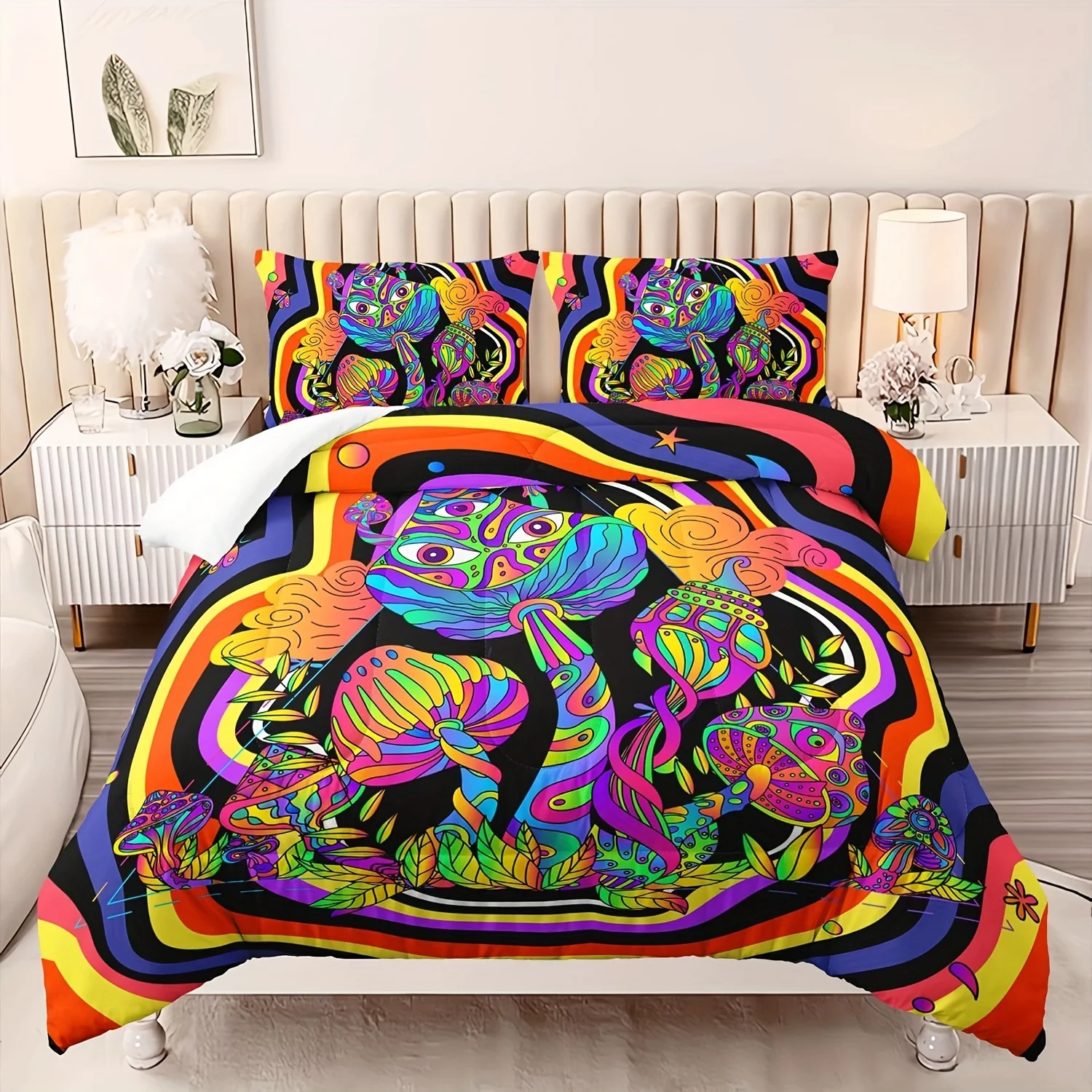Mushroom Bedding Set, Retro Groovy 3 Pcs Duvet Cover Set Hippie Mushroom Bedding Set for Room Decor 1 Duvet Cover 2 Pillowcase
Mushroom Bedding Set, Retro Groovy 3 Pcs Duvet Cover Set Hippie Mushroom Bedding Set for Room Decor 1 Duvet Cover 2 Pillowcase