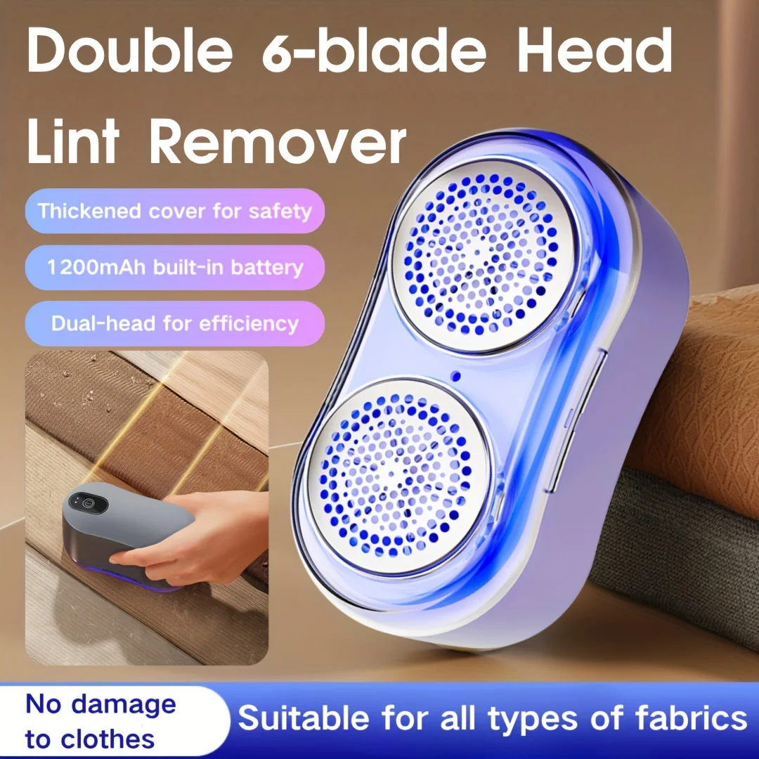 Dual Head 6-Leaf Lint Remover Rechargeable Multifunctional Ball Trimmer with Mesh Cover Safer Use for Clothing, Bedding Sweater
Dual Head 6-Leaf Lint Remover Rechargeable Multifunctional Ball Trimmer with Mesh Cover Safer Use for Clothing, Bedding Sweater