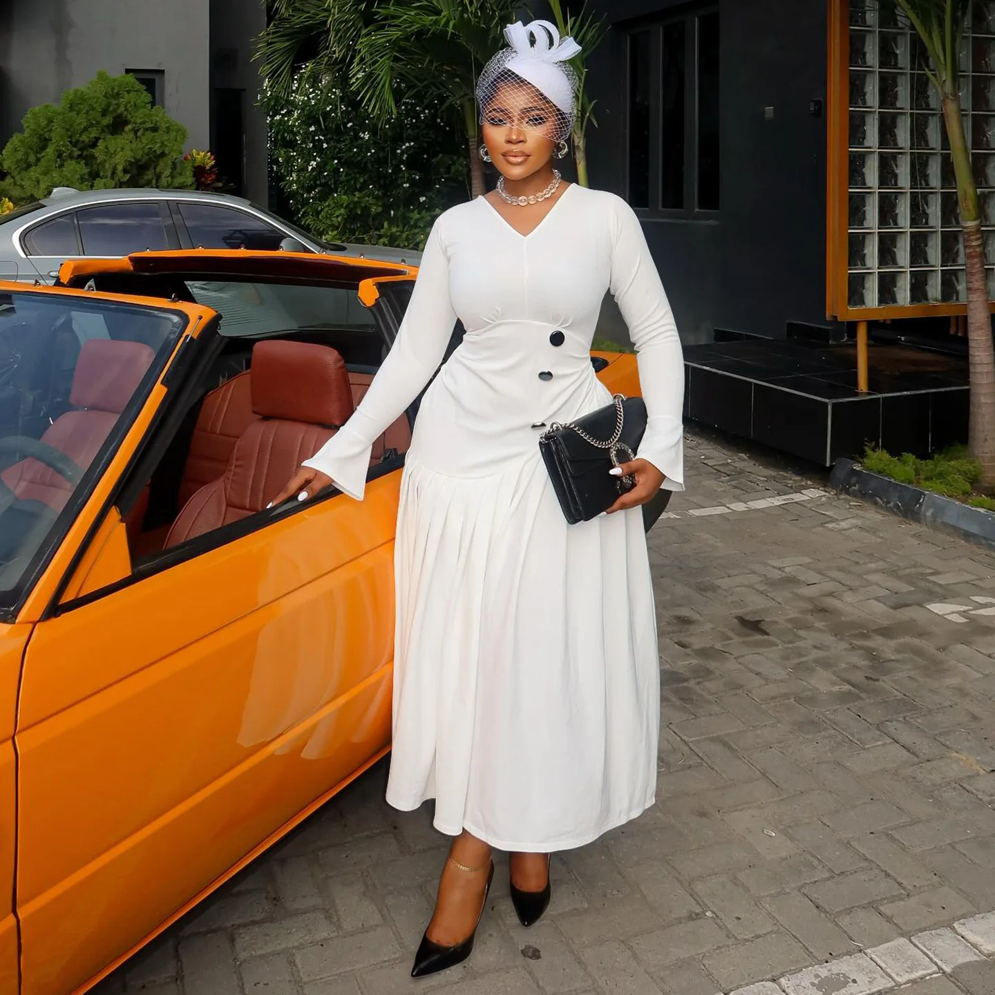 Women Plus Size Dress Long Sleeve V-Neck Button Irregular Pleated A-Line Elegant Vintage Afican Wedding Guest Cocktail Dress
Women Plus Size Dress Long Sleeve V-Neck Button Irregular Pleated A-Line Elegant Vintage Afican Wedding Guest Cocktail Dress