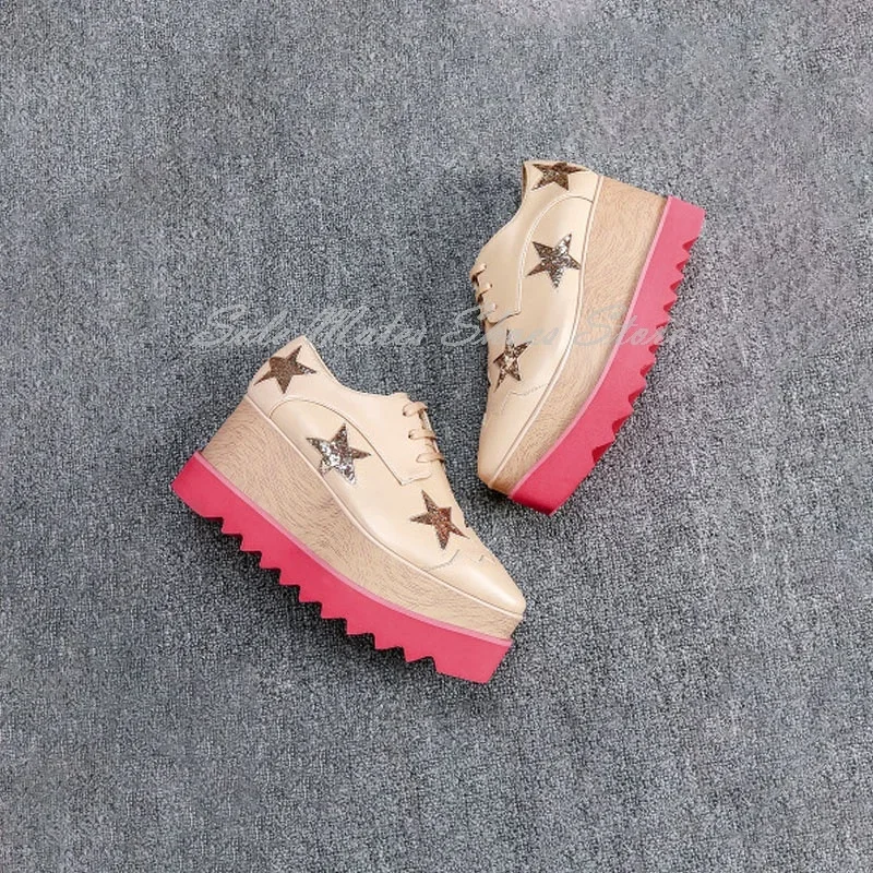 Spring Pink Sole Star Wedge Heel Pumps Designer Round Toe Platform Thick Bottom Casual Shoes Lace Up Female Trendy Shoes
Spring Pink Sole Star Wedge Heel Pumps Designer Round Toe Platform Thick Bottom Casual Shoes Lace Up Female Trendy Shoes