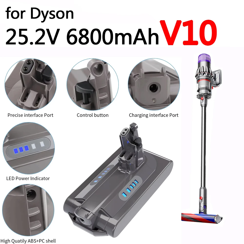 for Dyson V10 Cleaner RH-10 SV12 Battery Pack, V10 Replacement Battery Lithium-ion, 25.2V 6800mAh 7-core SV14 7INR21/70
for Dyson V10 Cleaner RH-10 SV12 Battery Pack, V10 Replacement Battery Lithium-ion, 25.2V 6800mAh 7-core SV14 7INR21/70