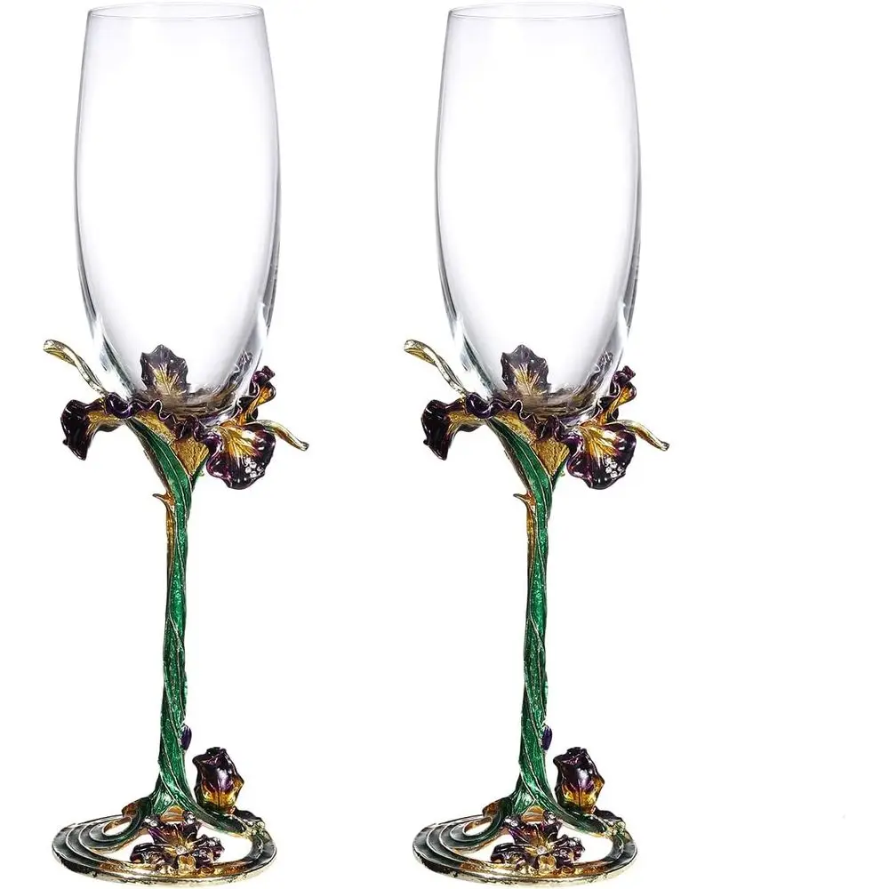 Crystal Champagne Flutes Set of 2, Decorative Enamel Glasses, Gifts for Wedding, Valentine, Anniversary, Birthday
Crystal Champagne Flutes Set of 2, Decorative Enamel Glasses, Gifts for Wedding, Valentine, Anniversary, Birthday