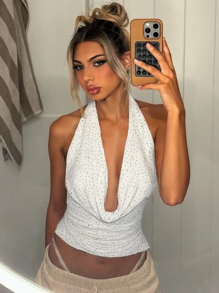 Sexy Halter Neck Beading Tank Tops for Women 2025 Summer Sleeveless Backless Rhinestones Corset Female Crop Top Party Clubwear
Sexy Halter Neck Beading Tank Tops for Women 2025 Summer Sleeveless Backless Rhinestones Corset Female Crop Top Party Clubwear