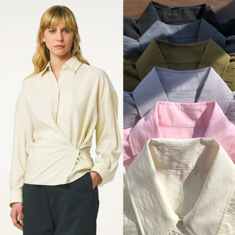 Classic Pleated·Micro-Wrinkle Texture Pointed Collar Twisted Pleated Oblique Placket Dry Silk Drop-Shoulder Long-Sleeve Shirt
Classic Pleated·Micro-Wrinkle Texture Pointed Collar Twisted Pleated Oblique Placket Dry Silk Drop-Shoulder Long-Sleeve Shirt