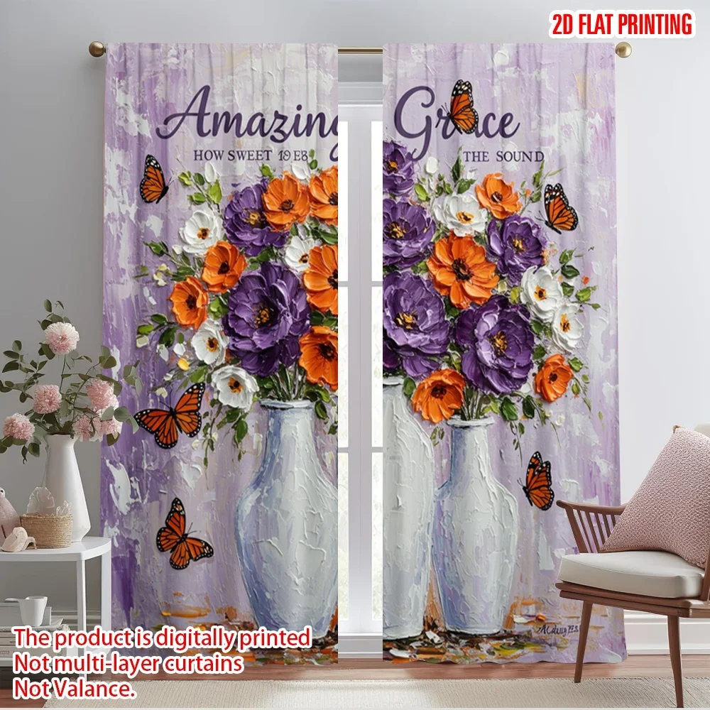 2pcs 2D flat printing Window Drapes Amazing Grace Flower Butterflies Polyester Without Electricity 0 for Classroom Office
2pcs 2D flat printing Window Drapes Amazing Grace Flower Butterflies Polyester Without Electricity 0 for Classroom Office