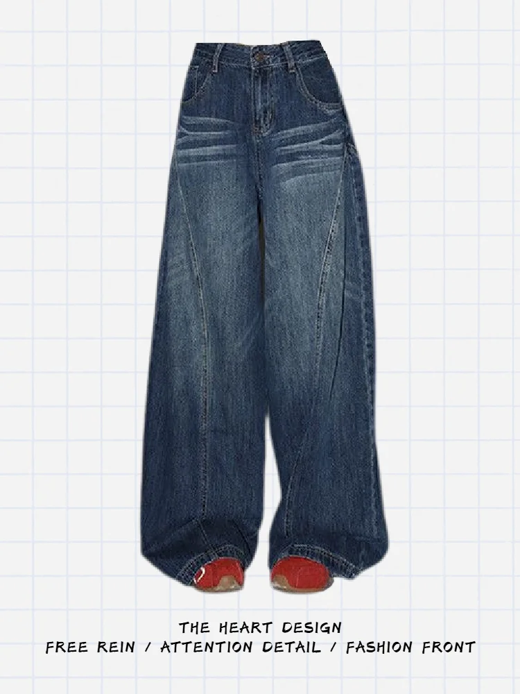 Retro Deep Blue Wide Leg Knife Denim Jeans Women's High Waist Drapey Loose Slimming Straight Floor-Length Pants
Retro Deep Blue Wide Leg Knife Denim Jeans Women's High Waist Drapey Loose Slimming Straight Floor-Length Pants
