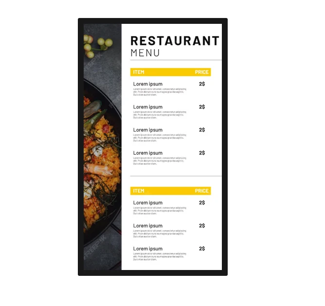 VETO LCD Digital Menu Board Wholesale Ceiling Hanging Digital Signage Android Wall Mounted Advertising Display Screen Supplier
VETO LCD Digital Menu Board Wholesale Ceiling Hanging Digital Signage Android Wall Mounted Advertising Display Screen Supplier