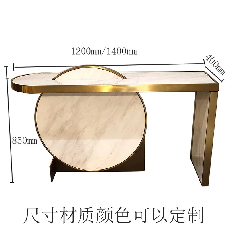Table d'entrée en marbre de luxe abordable, design d'art nordique moderne, or contre le mur, table d'entrée en acier inoxydable
Table d'entrée en marbre de luxe abordable, design d'art nordique moderne, or contre le mur, table d'entrée en acier inoxydable