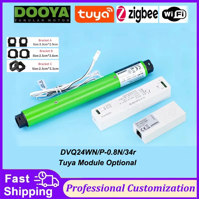 Dooya DVQ24+Tuya Wifi/Zigbee Module Tubular Motor for Aluminum Venetian Blinds, Roman Blinds, Honeycomb Canopy Blinds, Tuya App
Dooya DVQ24+Tuya Wifi/Zigbee Module Tubular Motor for Aluminum Venetian Blinds, Roman Blinds, Honeycomb Canopy Blinds, Tuya App