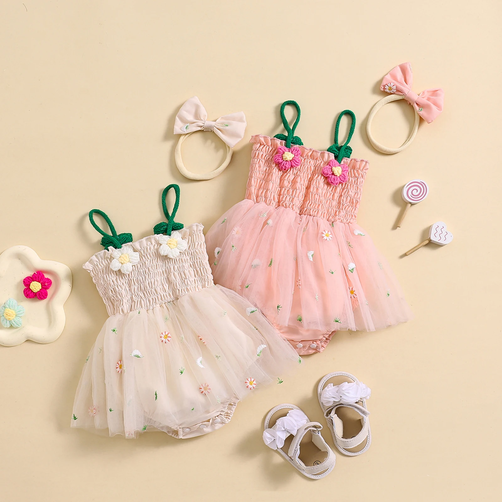 Baby Girl 2Pcs Summer Outfits Sleeveless Smocked Romper Tulle Dress with Headband Set Infant Clothes
Baby Girl 2Pcs Summer Outfits Sleeveless Smocked Romper Tulle Dress with Headband Set Infant Clothes