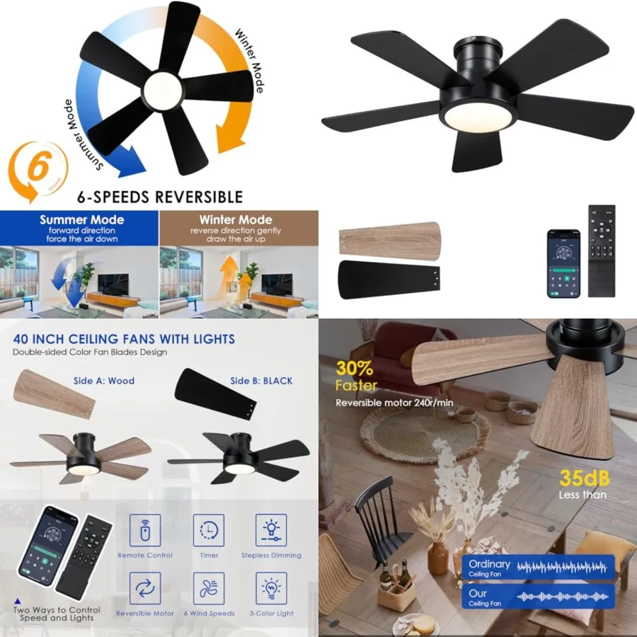Flush Mount Ceiling Fan with Lights and Remote, Modern Quiet DC Motor Low Profile Ceiling Fan for Low Ceilings, 5 Reversible Bl
Flush Mount Ceiling Fan with Lights and Remote, Modern Quiet DC Motor Low Profile Ceiling Fan for Low Ceilings, 5 Reversible Bl