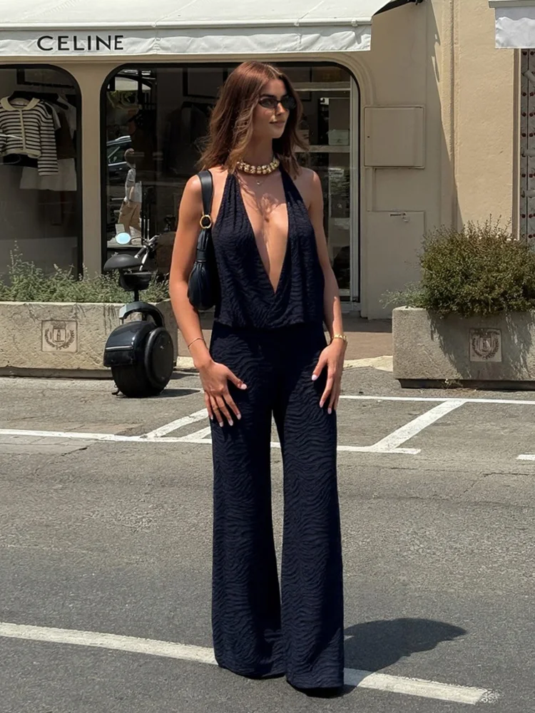 Cutenew Swinging Neck Halter Women Jumpsuits Concise Trend Lace Up Backless Straight Overalls Female Classic Sexy Festival Wear
Cutenew Swinging Neck Halter Women Jumpsuits Concise Trend Lace Up Backless Straight Overalls Female Classic Sexy Festival Wear