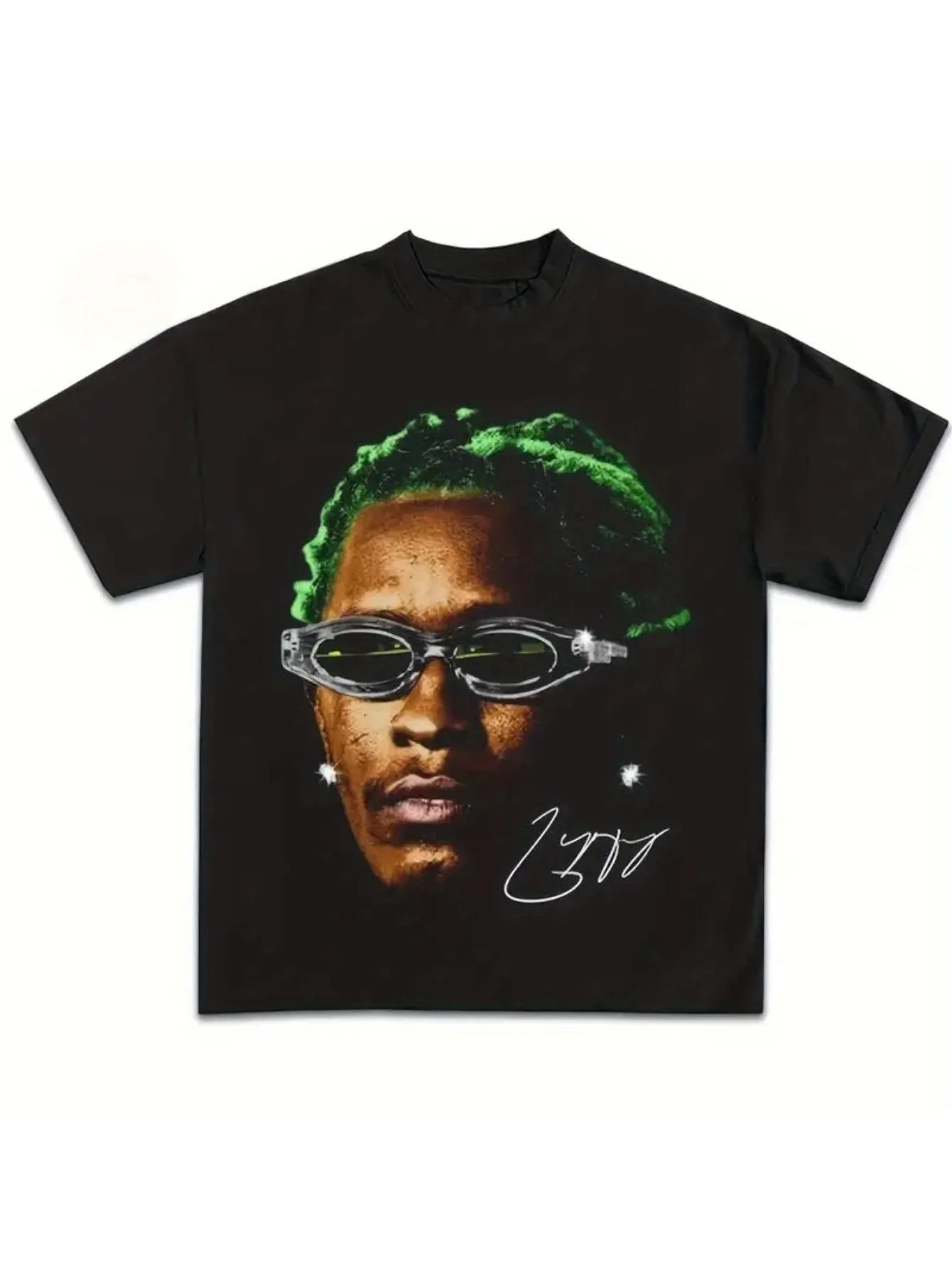100% хлопковая футболка с рисунком рэпера, черная с неоново-зелеными модными очками и принтом, повседневная удобная футболка для мужчин и женщин
100% хлопковая футболка с рисунком рэпера, черная с неоново-зелеными модными очками и принтом, повседневная удобная футболка для мужчин и женщин