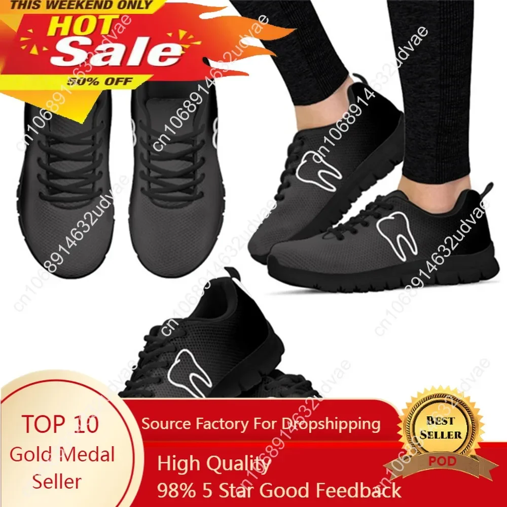 Gray Black Woman Flats Shoes Cute Tooth Print Dental Shoes Ladies Spring Lightweight Breathable Lace Up Sneaker
Gray Black Woman Flats Shoes Cute Tooth Print Dental Shoes Ladies Spring Lightweight Breathable Lace Up Sneaker