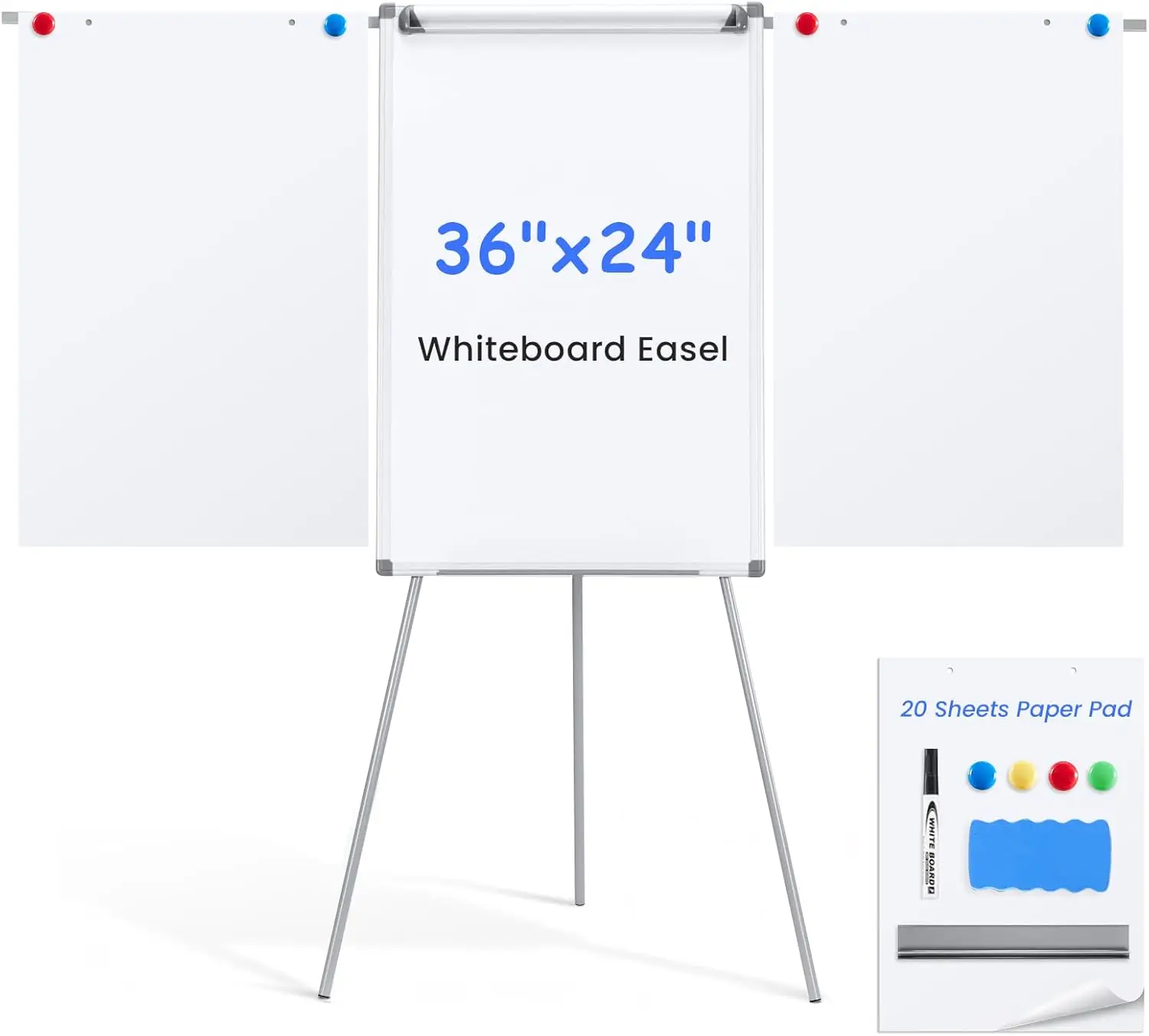 Flip Chart Easel, Magnetic Dry Erase Board with Stand, Adjustable Height 36x24in for Office Classroom Home
Flip Chart Easel, Magnetic Dry Erase Board with Stand, Adjustable Height 36x24in for Office Classroom Home