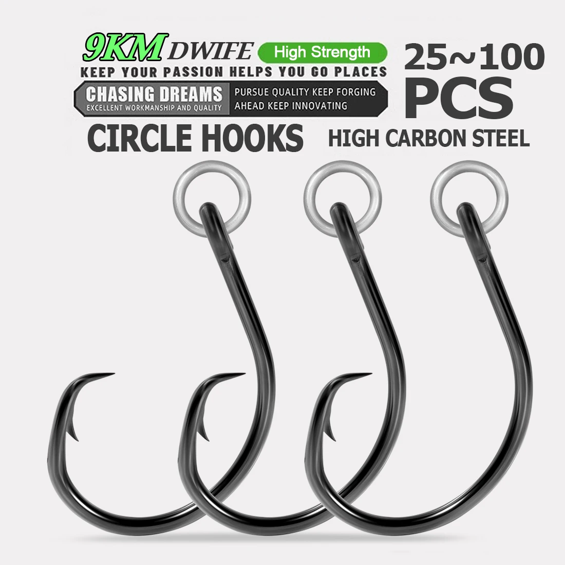 9KM Circle Hooks Fishing with Ringed Eye Saltwater Catfish Hooks Heavy 25~100Pcs for Live or Chunk Bait
9KM Circle Hooks Fishing with Ringed Eye Saltwater Catfish Hooks Heavy 25~100Pcs for Live or Chunk Bait