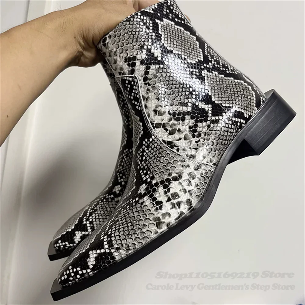 Flower Snake Patterned Square Toe Chelsea Boots Men Genuine Leather Side Zipper Business Office Ankle Boot Handmade Short Boot
Flower Snake Patterned Square Toe Chelsea Boots Men Genuine Leather Side Zipper Business Office Ankle Boot Handmade Short Boot