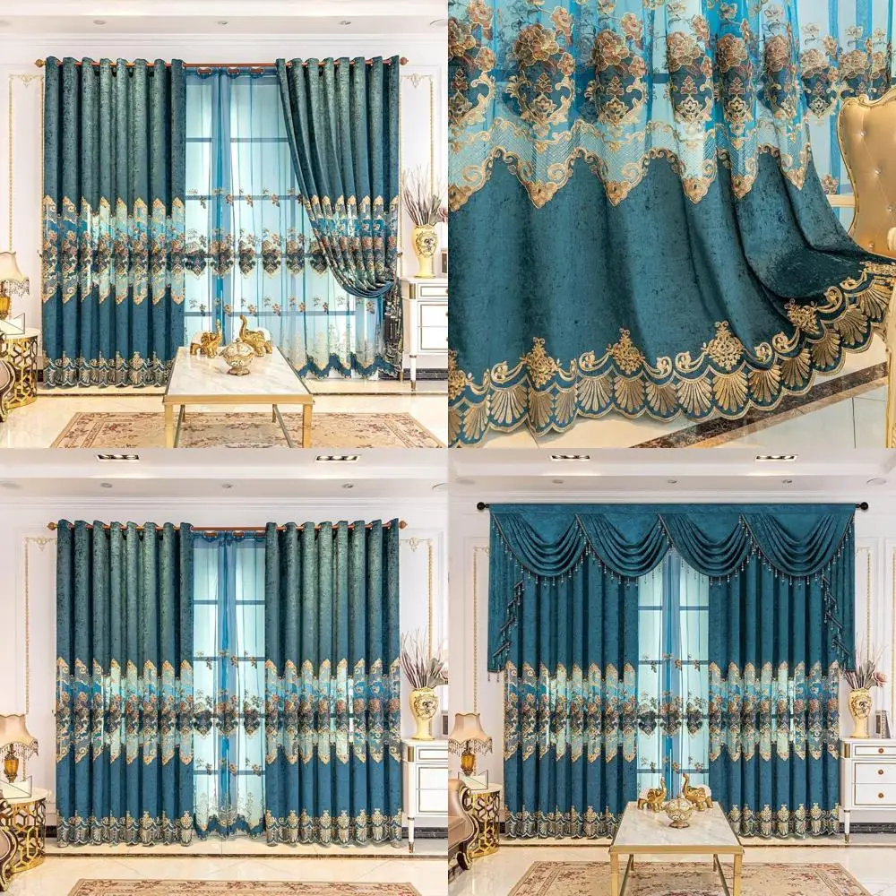 Elegant Peacock Blue Chenille Curtains with Floral Embroidery for Living Room and Bedroom, Grommet Top, 52x84 inches, Set of 2 P
Elegant Peacock Blue Chenille Curtains with Floral Embroidery for Living Room and Bedroom, Grommet Top, 52x84 inches, Set of 2 P