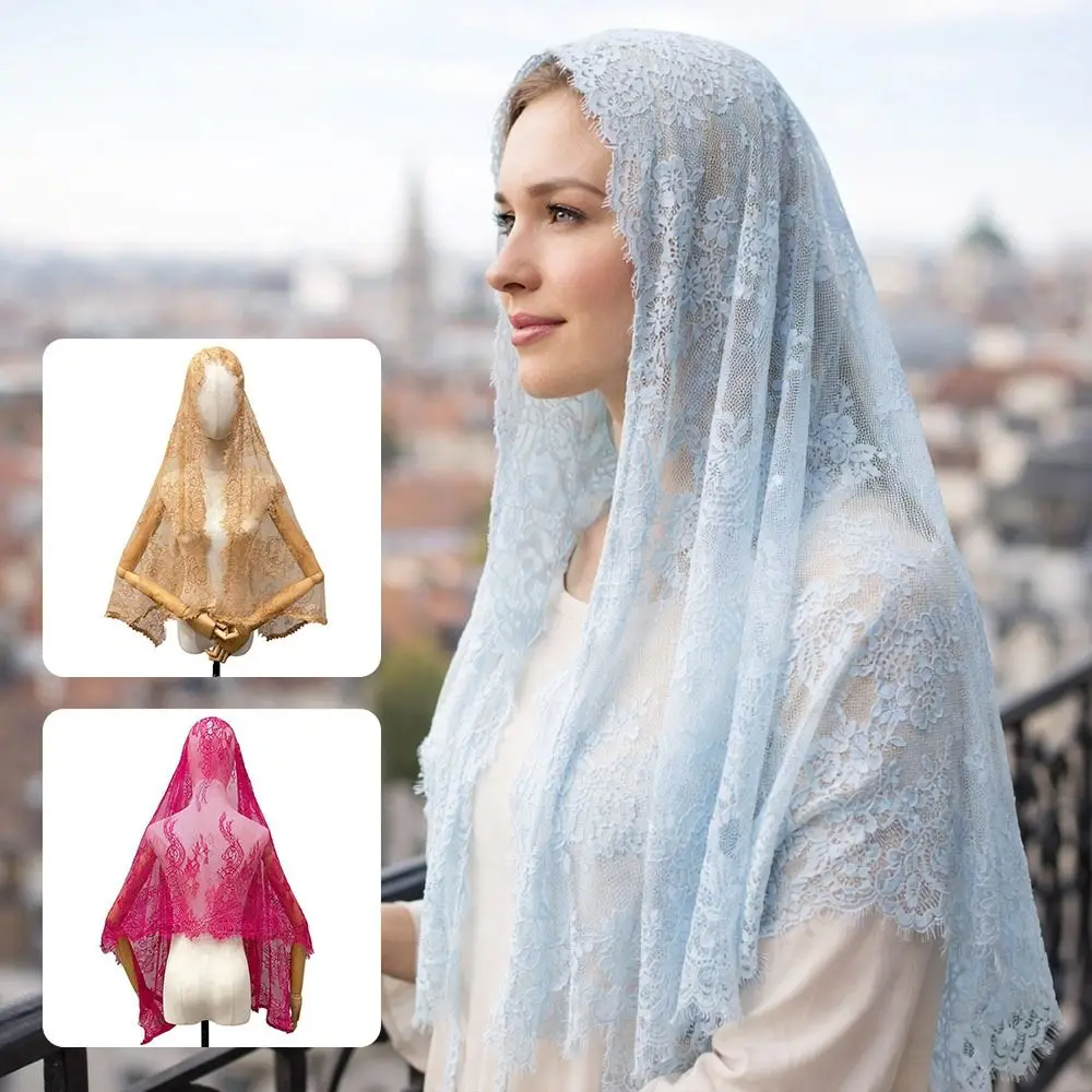 Fashion Lace Trim Bridal Headscarf Flower Breathable Women Shawl Vintage Mandira Veil
Fashion Lace Trim Bridal Headscarf Flower Breathable Women Shawl Vintage Mandira Veil