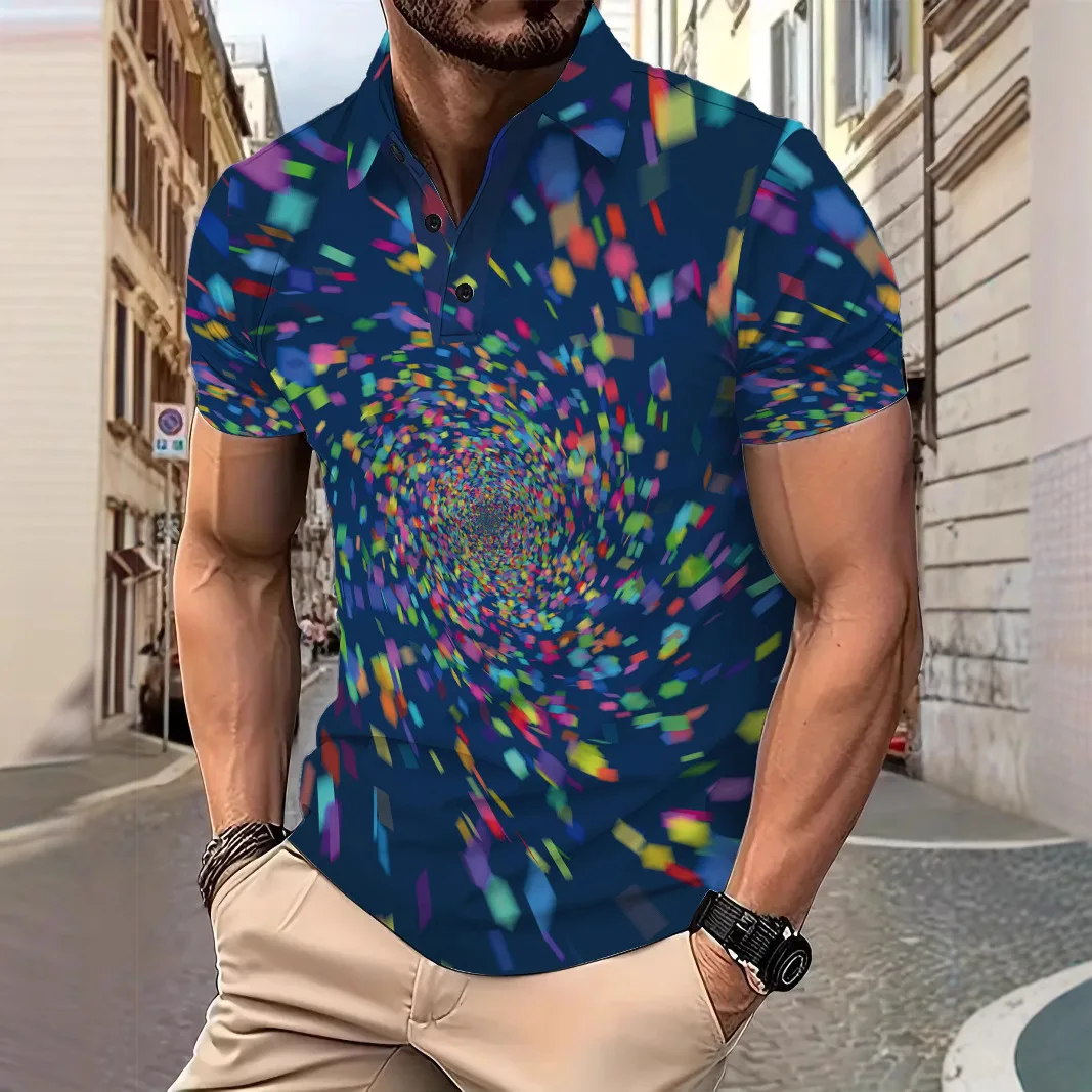 Summer New Colorful Vortex Digital Printing Casual Party Men's Casual Short Sleeved Lapel Button Polo Shirt polo shirt
Summer New Colorful Vortex Digital Printing Casual Party Men's Casual Short Sleeved Lapel Button Polo Shirt polo shirt