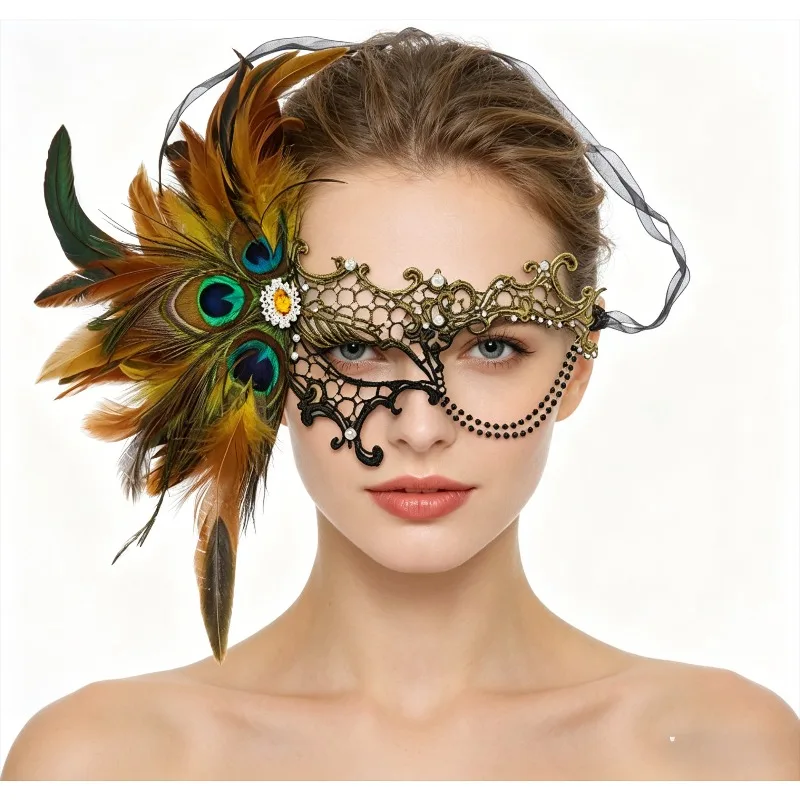 Large Peacock Feather Masquerade Mask, Crystal lace Venetian Mask, Perfect for Halloween Cosplay & Mardi Gras Party
Large Peacock Feather Masquerade Mask, Crystal lace Venetian Mask, Perfect for Halloween Cosplay & Mardi Gras Party