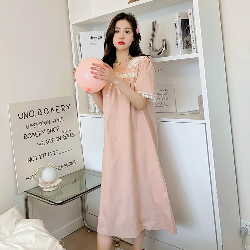 Summer Women Sweet Cute Cotton Princess Dress Lady Short Sleeve Homedress Female Loose Casual Nightwear Sleepdress
Summer Women Sweet Cute Cotton Princess Dress Lady Short Sleeve Homedress Female Loose Casual Nightwear Sleepdress