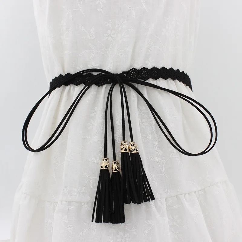 Women's Ethnic Style Skirt Decorative Belt Female Hollow Tassel Knot Tie Thin Waist Chain One Piece of Hair Belt 
Women's Ethnic Style Skirt Decorative Belt Female Hollow Tassel Knot Tie Thin Waist Chain One Piece of Hair Belt